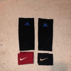 New shin sleeves adidas +red/black/white straps